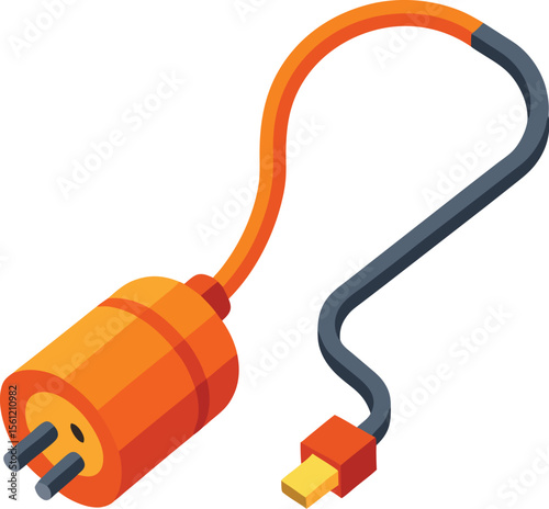 Simple illustration of an extension cord isolated on a clean white background