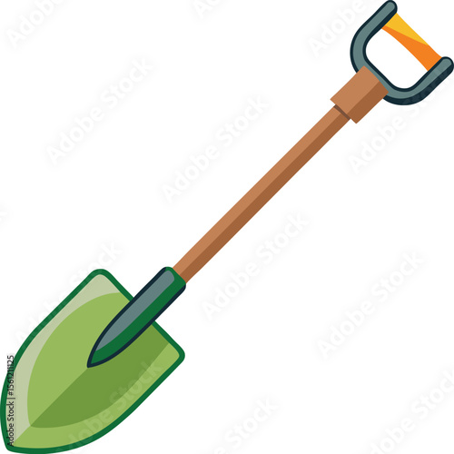 Illustration of a garden spade tool isolated on a clean white background