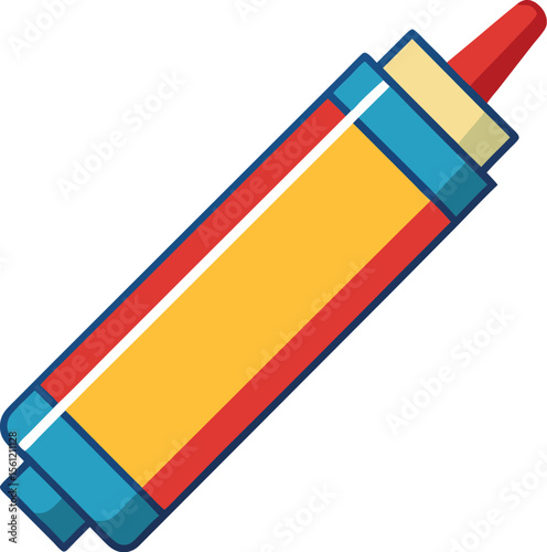 Illustration of a single glue stick positioned centrally on a clean white background