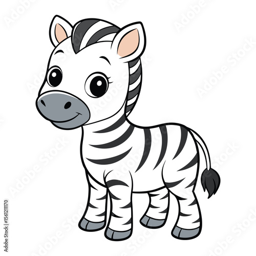 A captivating vector illustration of a wild zebra, isolated with striking black and white stripes, perfect for showcasing the beauty of zoo animals and safari wildlife