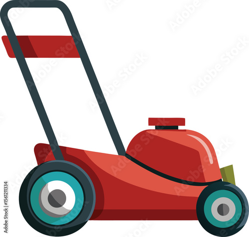 Illustration of a modern lawn mower on a clean white background
