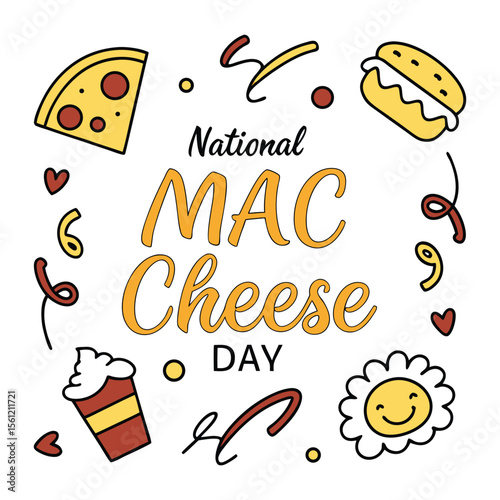 national mac and cheese day vibrant colorful vector.