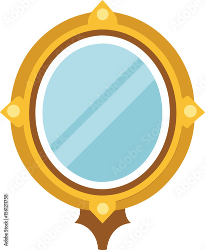 Abstract geometric mirror shape with reflective qualities on a clean white background
