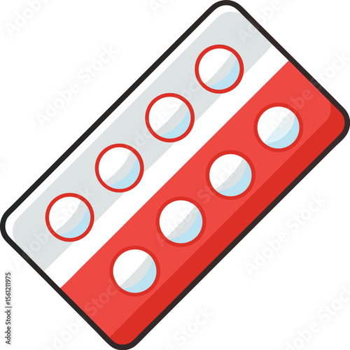 Pharmaceutical blister pack with colorful pills isolated on a clean white background