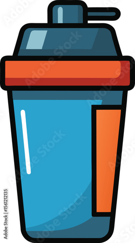 Realistic protein shaker bottle with clear liquid on a clean white background