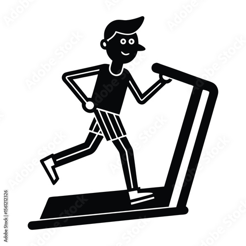 treadmill running exercise cartoon art.