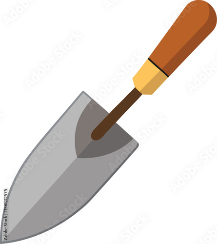 Illustration of a metal trowel tool isolated on a clean white background