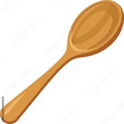 Single wooden spoon isolated on a clean white background for culinary use