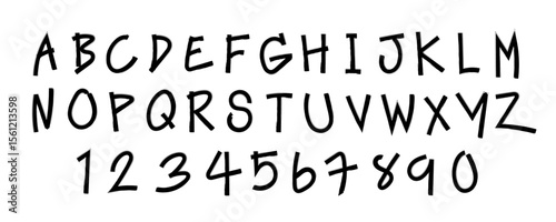 A-Z vector alphabet, hand written with a brush design, letters isolated on white background	