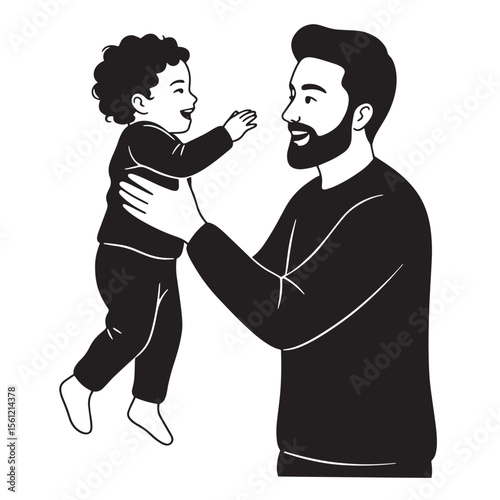 Father holds a smiling child in air a tender moment of joy and happiness together