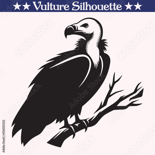 Vulture Silhouette Vector – Bold Bird of Prey Illustration for Wildlife & Nature Designs