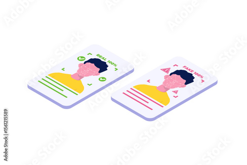 Deepfake, Deep face technology concept.  Vector illustration.