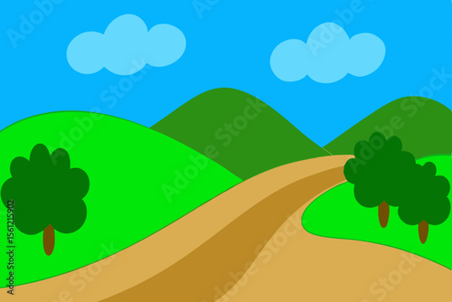 Peaceful Valley Landscape with Hills and Dirt Path