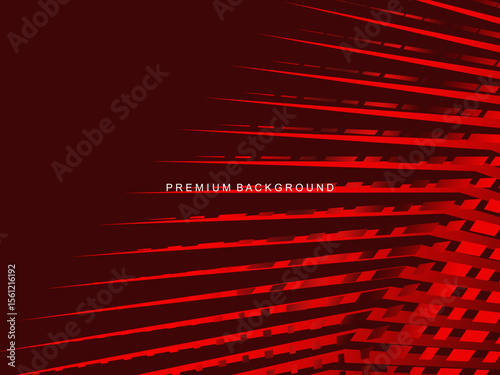 Luxurious abstract vector with crimson and fiery red geometric stripes creates a dynamic visual effect ideal for digital backgrounds, presentations or modern design elements.