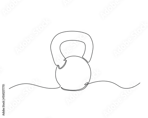 kettlebell gym equipment outline drawing illustration. one continuous line drawing of kettlebell.