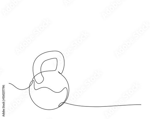 kettlebell gym equipment outline drawing illustration. one continuous line drawing of kettlebell.
