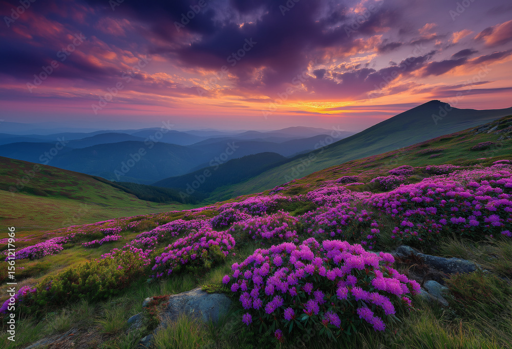 Obraz premium A breathtaking sunrise over the Carpathian Mountains