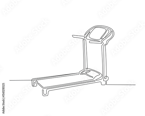 Treadmill running equipment outline drawing illustration. one continuous line drawing of treadmill.