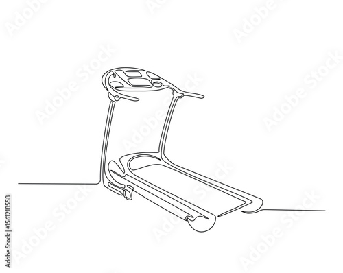 Treadmill running equipment outline drawing illustration. one continuous line drawing of treadmill.