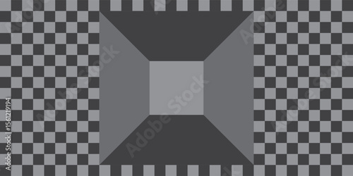 Futuristic digital hallway concept with checkered texture.