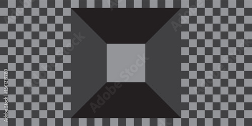 Fototapeta Naklejka Na Ścianę i Meble -  Geometric 3D Tunnel Illusion with Checkered Pattern