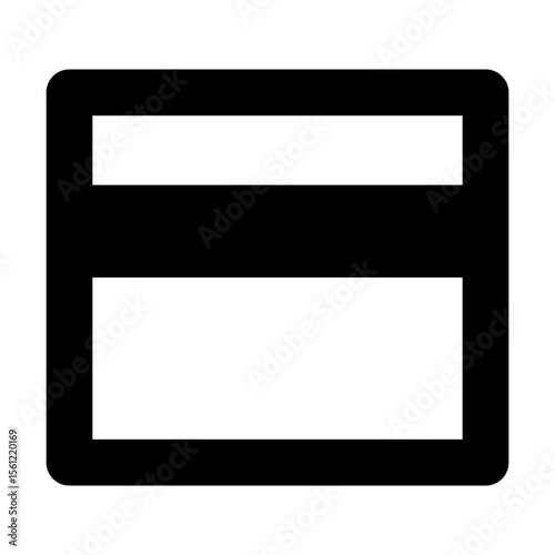 Illustration of a rectangular shape with rounded corners and a horizontal bar in the middle design
