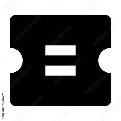 Black rectangle with rounded corners and two semicircles on the sides and equals sign inside it