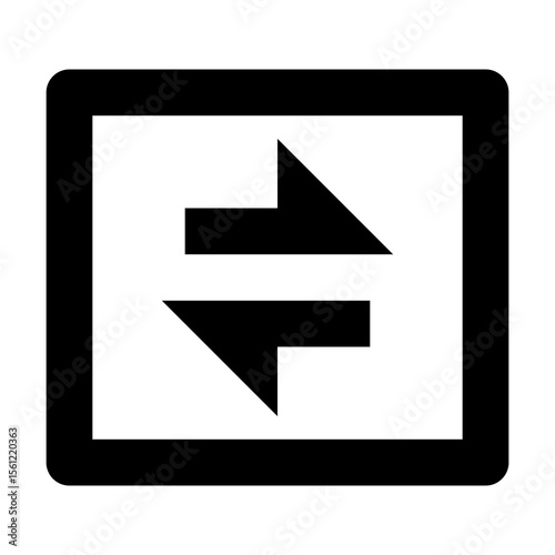 Black square with rounded corners containing two horizontal arrows pointing opposite directions inside it