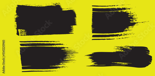 Linocut, relief printing, letterpress rectangle A4 shapes rough textures set, collection. Black linocutting textured backgrounds, text frames. black Paint roller geometric stains, lino ink grungy rema