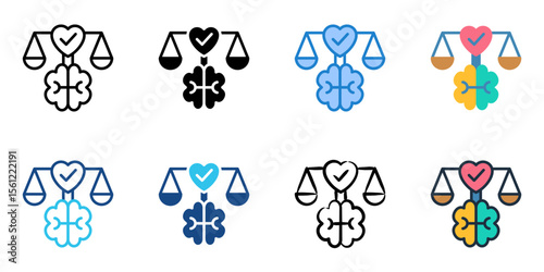 Ethics icon set multiple style collection 
