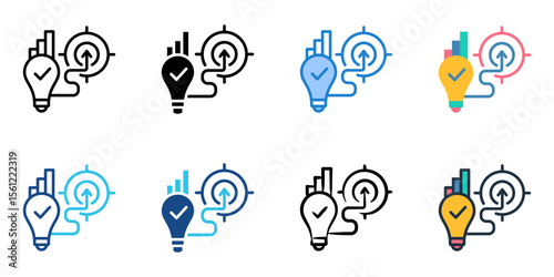 Business strategy icon set multiple style collection 

