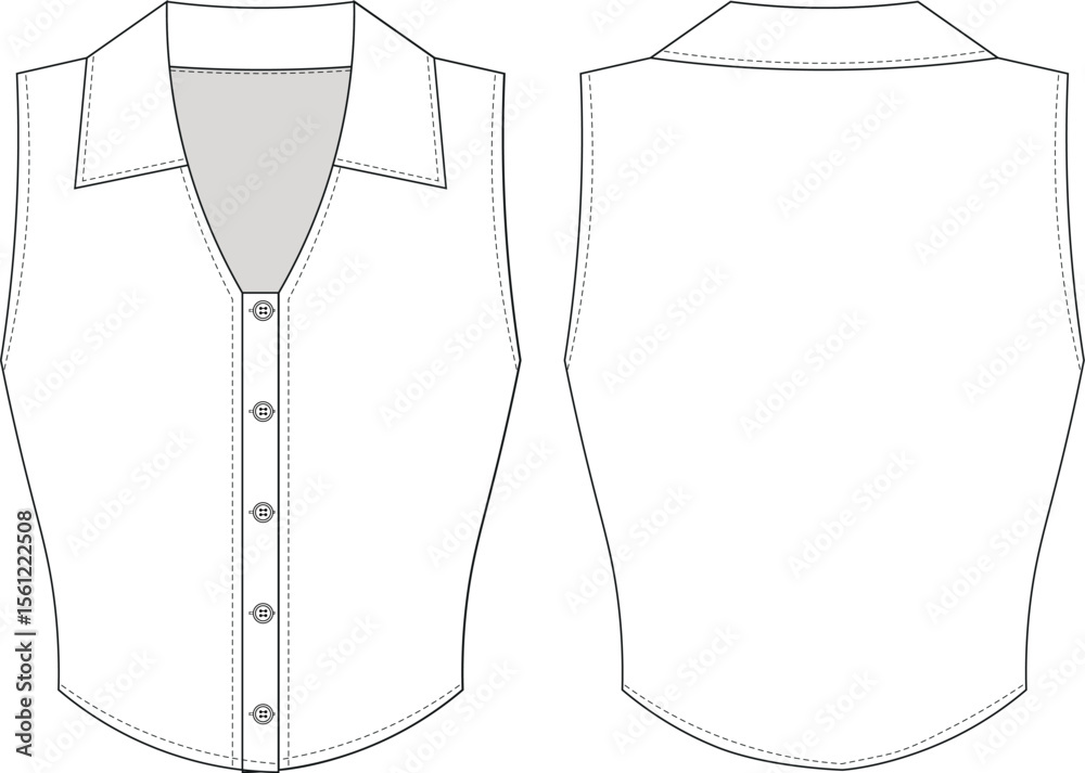 sleeveless v neck collared buttoned fit bodycon blouse top shirt template technical drawing flat sketch cad mockup fashion woman design style model
sleeveless v neck collared buttoned fit bodycon blouse top shirt template technical drawing flat sketch cad mockup fashion woman design style model