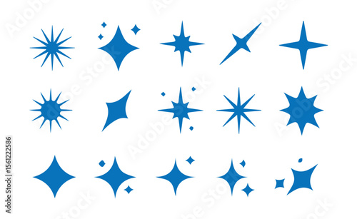 Sparkle vector icons. Blue Sparkle Icon. Shine star icons. Effect shine, glitter, twinkling and clean. Star sparkle icon. Vector eps 10