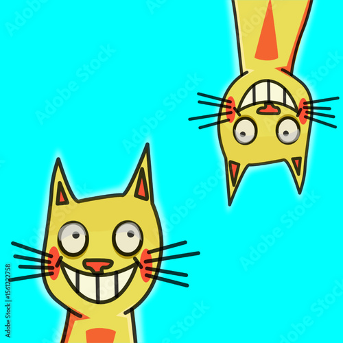 Illustration of two yellow cats