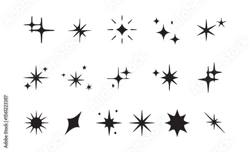 Sparkle vector icons. Shine star icons. Effect shine, glitter, twinkling and clean. Abstract shine effect vector sign.