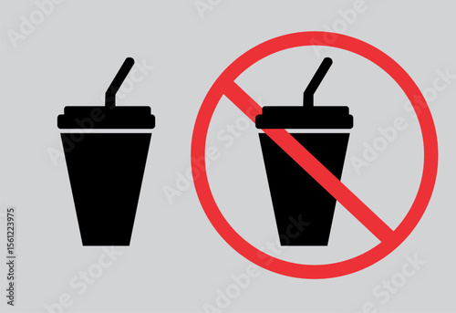 No drink allowed symbol, isolated on white. Prohibition sign