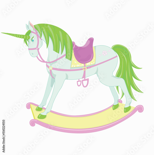 Photography Vector illustration of a racking horse, cute cartoon flat style