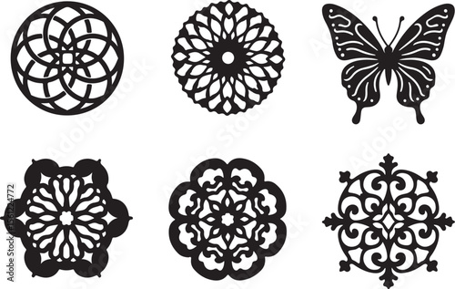 Decorative Orname Floral and Geometric Pendant Designsnts and Pendants Set vector