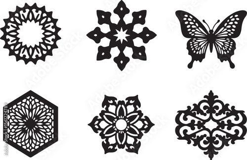 Decorative Orname Floral and Geometric Pendant Designsnts and Pendants Set vector