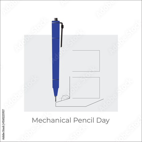Mechanical Pencil Day vector, illustration. Design pencil for drawing and technical work. 