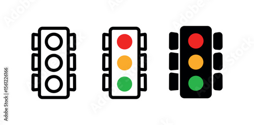 traffic control light icon set. traffic light icon with red, green and yellow. traffic light png and vector illustration on transparent background