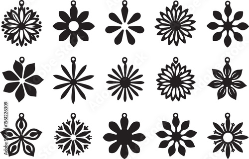 Laser Cut Flower Jewelry Designs vector bundle