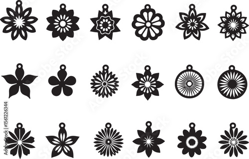 Laser Cut Flower Jewelry Designs vector bundle