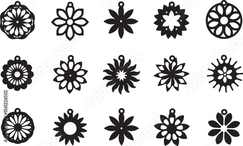 Laser Cut Flower Jewelry Designs vector bundle