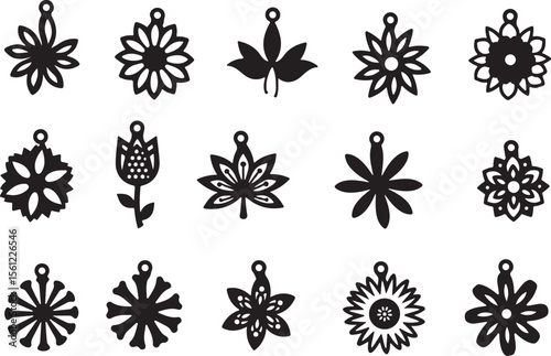 Laser Cut Flower Jewelry Designs vector bundle