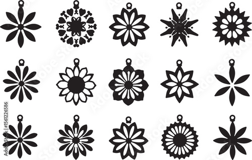 Laser Cut Flower Jewelry Designs vector bundle