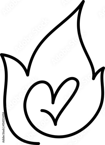 Simply line vector art depiction of fire flames logo essence capturing the icon, of warmth, vitality, and burning