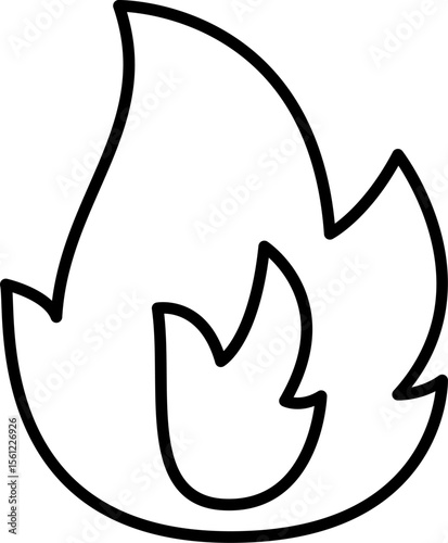 Simply line vector art depiction of warmth, flames logo icon, capturing the essence of fire vitality, and burning