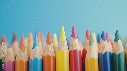 Colored pencil crayons school background isolated on white for you education message