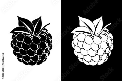 Healthy Fresh Blackberries Silhouette. Clean Vector Illustration Design